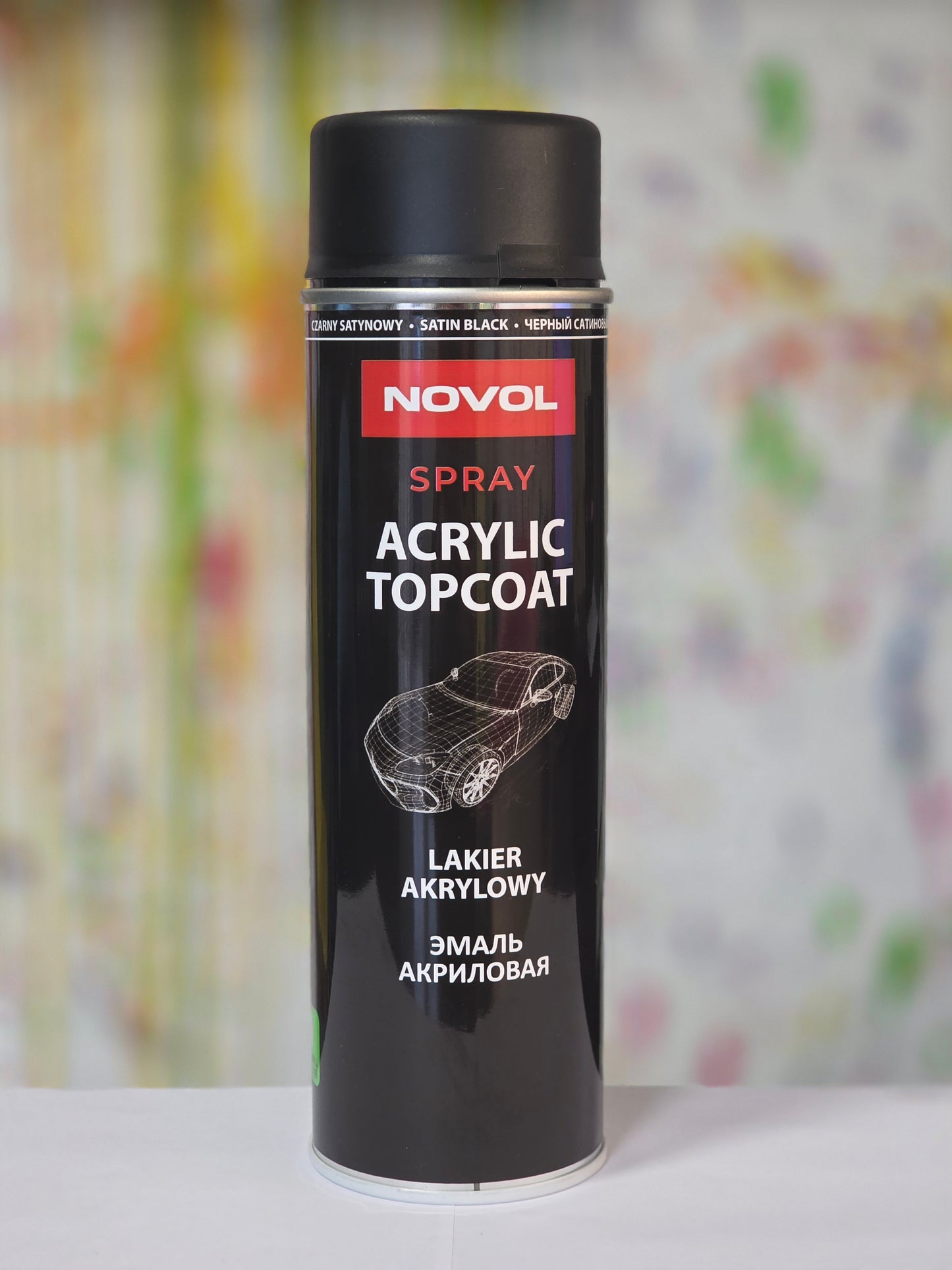 NOVOL spray ACRYL TOPCOAT BLACK SATIN aerosol 0.5L
